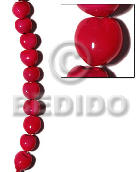 kukui seed / red / 16 pcs. per strand - Kukui Lumbang Nuts Beads
