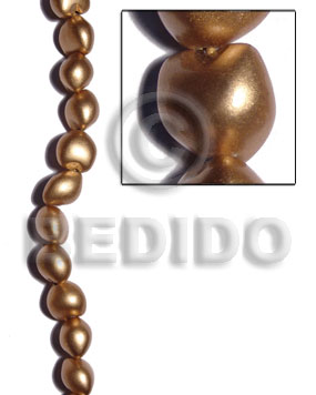 kukui seed / pearl gold / 16 pcs. per strand - Kukui Lumbang Nuts Beads