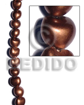 kukui seed / pearl bronze  / 16 pcs. per strand - Kukui Lumbang Nuts Beads