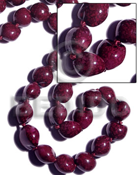 16 pcs. of kukui nuts in high polished paint gloss marbleized grape color - Kukui Lumbang Nuts Beads