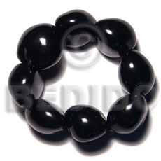elastic 9 pcs. black kukui nuts bracelet - Kukui Nut Bracelets