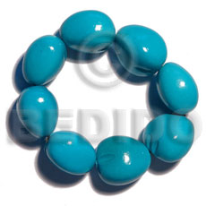 elastic 9 pcs. kukui nuts  bracelet / bright blue - Kukui Nut Bracelets