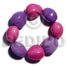 elastic 8 pcs. kukui nuts  bracelet / pink & lavender combination - Kukui Nut Bracelets