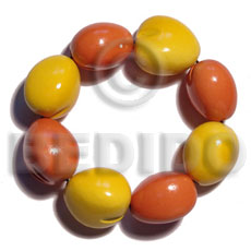 elastic 8 pcs. kukui nuts  bracelet / yellow & orange - Kukui Nut Bracelets