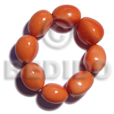 elastic 9 pcs. kukui nuts  bracelet / orange - Kukui Nut Bracelets