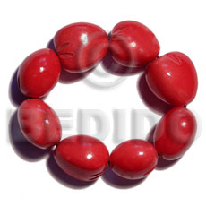 elastic 9 pcs. kukui nuts  bracelet / light red - Kukui Nut Bracelets
