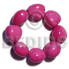elastic 9 pcs. kukui nuts  bracelet / pink - Kukui Nut Bracelets