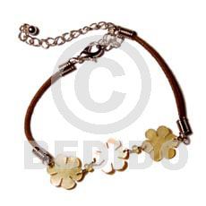 3 small mop flowers Leather Bracelets