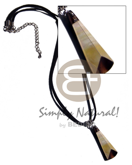 40mmx15mm laminated mop blacktab combination Leather Thong Necklace