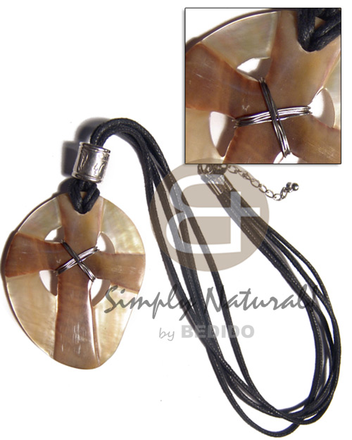 65mmx48mm mop cross skin Leather Thong Necklace