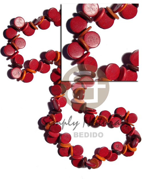 15mm coco sidedrill & centerdrill brown/red/orange combination  / 30 in. - Long Endless Necklace