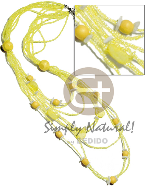 8 layers pastel yellow Long Endless Necklace