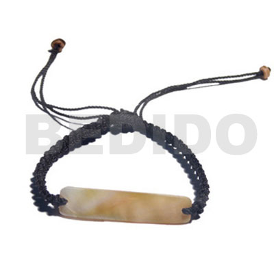 black macrame MOP shell id bracelet - Macrame Bracelets