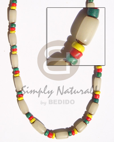 white buri tube  yellow /red / green coco 4-5 - Mens Necklace