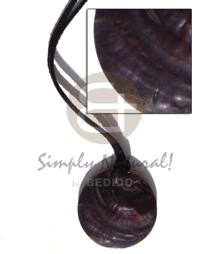 leather thong  40mm round tipay   resin backing - Mens Necklace