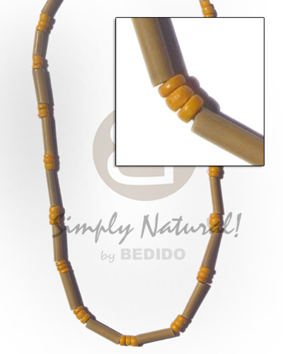 Bamboo tube bright yellow Mens Necklace