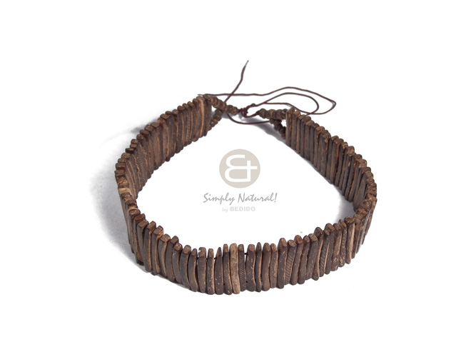 3in coco nat. brown sticks choker / 15in plus adjustable pamu thread - Mens Necklace