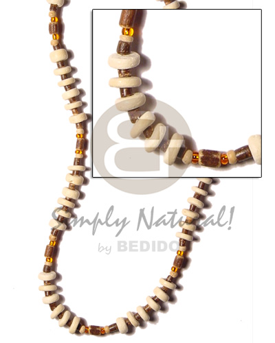 2-3 coco heishe brown  7-8mm coco pokalet bleach and beads - Mens Necklace