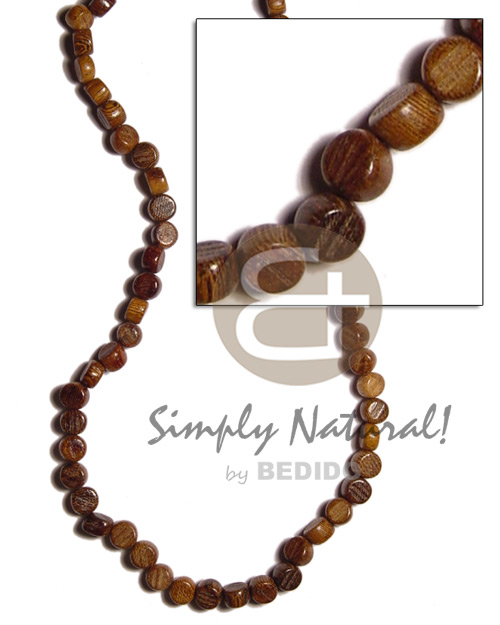 flat round sidedrill robles wood beads 6mm - Mens Necklace