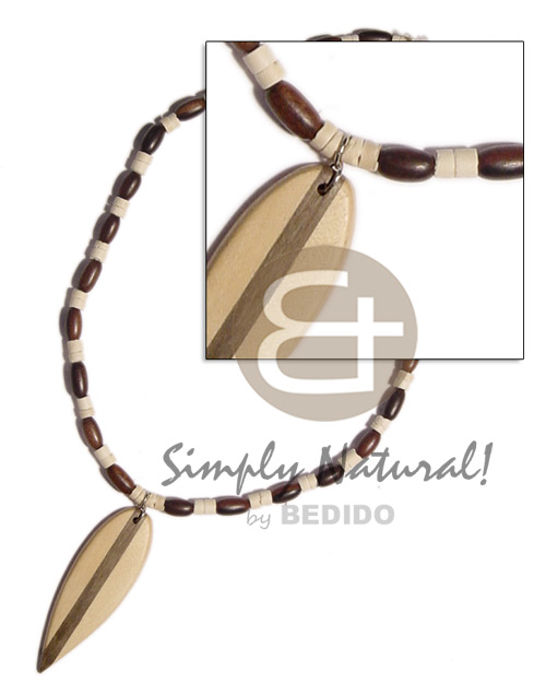 Wood ricebeads 2-3mm coco Mens Necklace