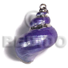 purple turbo shell (approx.  35mm - varying natural sizes ) molten silver metal series /  attached jump rings / electroplated / st-12 - Molten Metal Pendants