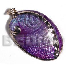 glistening purple abalone   (approx.  45mm - varying natural sizes ) molten gold metal series /  attached jump rings / electroplated / a-4 - Molten Metal Pendants