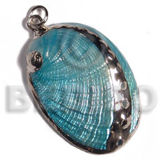 hand made Glistening turquoise abalone approx. Molten Metal Pendants