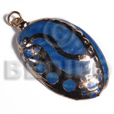 glistening blue abalone   (approx.  45mm - varying natural sizes ) molten gold metal series /  attached jump ring / electroplated / 19-062 - Molten Metal Pendants