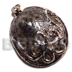 limpet / 40mmx35mm / molten gold metal series /  attached jump ring / electroplated / 19-004 - Molten Metal Pendants