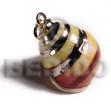 yellow shell / molten gold metal series /  attached jump ring / electroplated / st-98 - Molten Metal Pendants