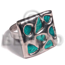 Glistening turquoise abalone Molten Metal Rings