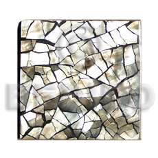 flat 30mmx30mm square  black resin  laminated blacklip cracking - Mosaic Pendants
