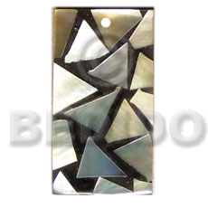 flat rectangle 15mmx30mm black resin  laminated MOP chips - Mosaic Pendants