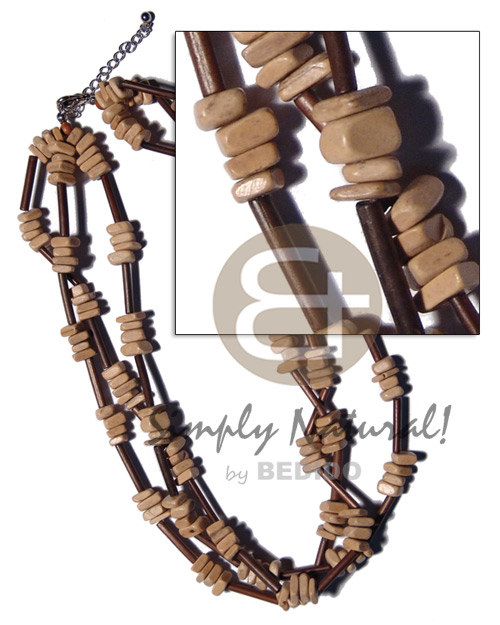 3 rows agsam bamboo Multi Row Necklace