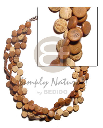 3 rows tan coco sidedrill - Multi Row Necklace