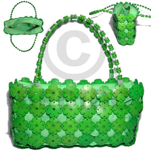 green coco flowers  inner lining - Native Bags