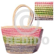 abaca eyelet tricolor  lining and zipper  l=15 in. w= 10 in. base = 3 in. - Native Bags