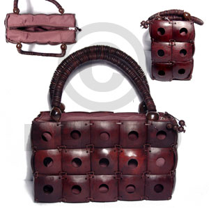 hand made Reddish brown square coco Native Bags