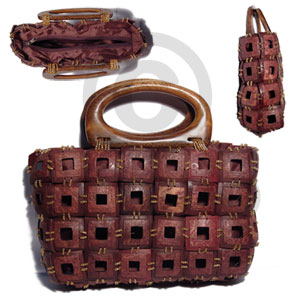 brown weaved square coco   inner lining - Native Bags