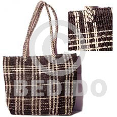 chocolate brown abaca weave bag     l=16 in. w= 12 in. base= 4 in. - Native Bags