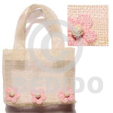 sinamay handbag  3 flowers   l=4.5 in. w= 3.5 in. base = 1.5 in. - Native Bags