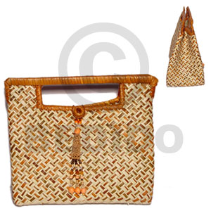 pandan banggay bag/ small/ 8x4x7 in.  mahogany tassles accent - Native Bags