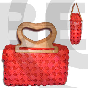 coco flower with lining red/ large/ 11 1/2x 2 1/2x 7 in/ handle 5 in. - Native Bags
