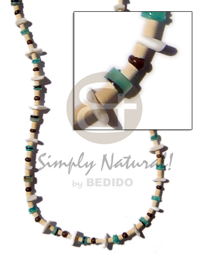 2-3mm coco heishe bleach Natural Earth Color Necklace