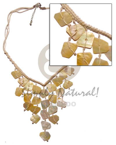 hand made Macrame dangling mop - cleopatra Natural Earth Color Necklace