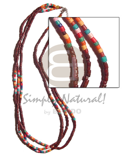2-3mm maroon coco heishe  multicolored accent - Natural Earth Color Necklace
