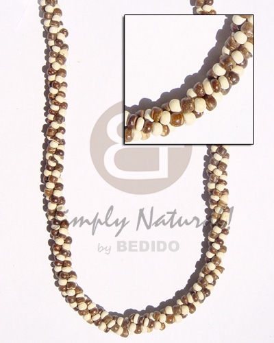 3 layers twisted / 2-3mm coco Pokalet / nat. brown  bleach - Natural Earth Color Necklace