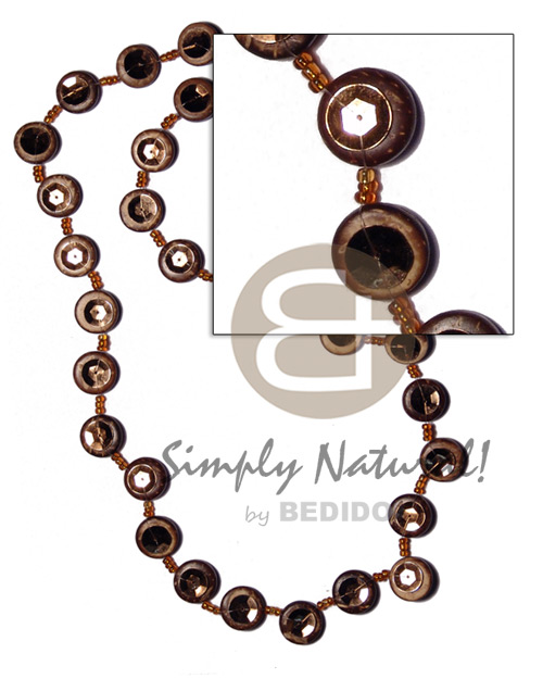 hand made Continuous round coco buttons Natural Earth Color Necklace