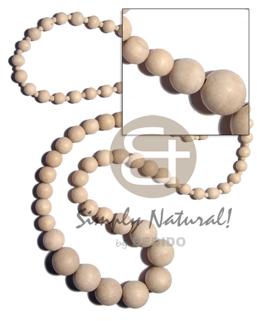 graduated nat. white wood beads / 36 in - Natural Earth Color Necklace