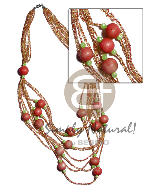 5 rows graduated multilayered Natural Earth Color Necklace